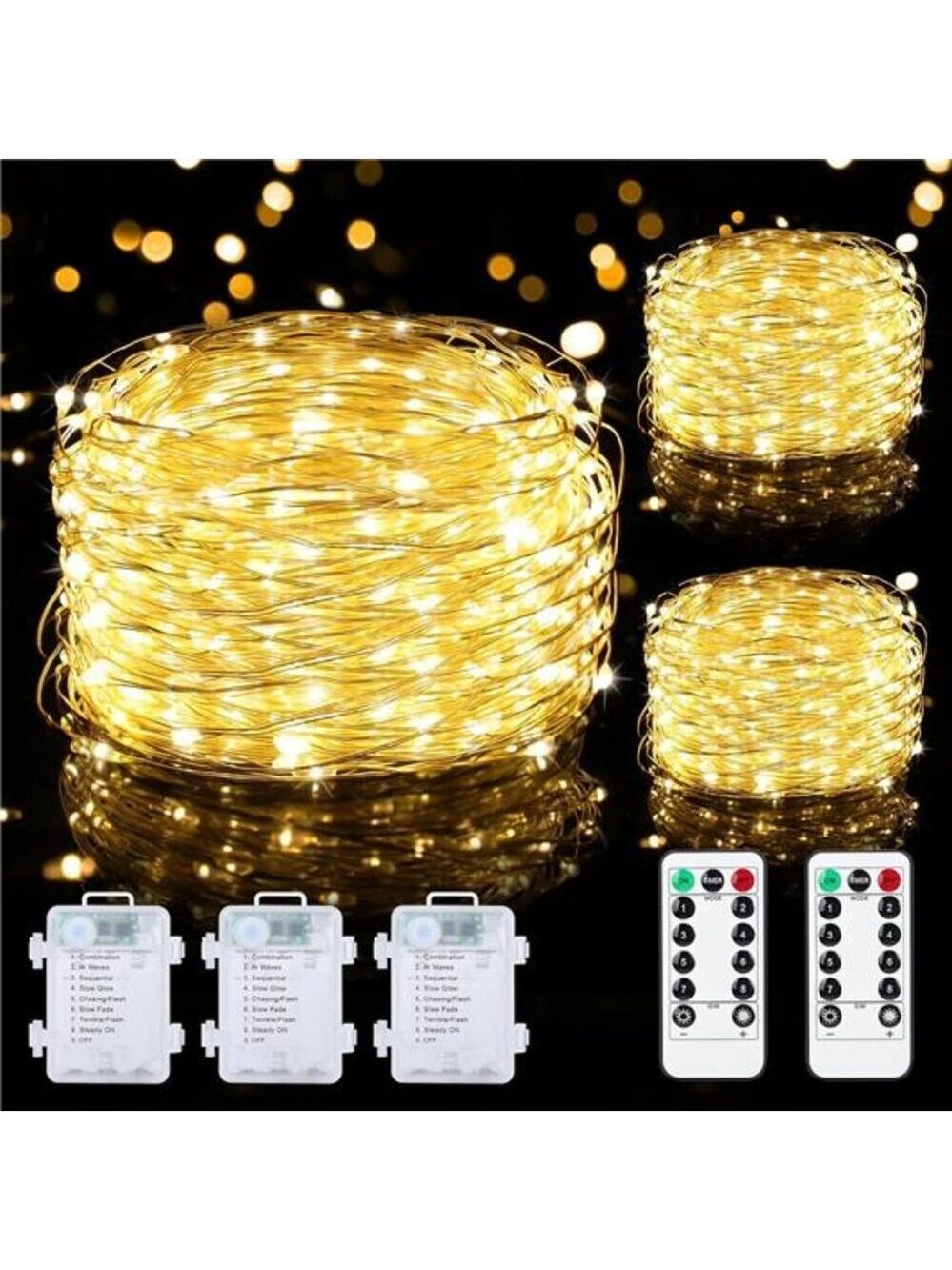 Fairy String Lights Battery Operated 3 Pack Indoor Outdoor Twinkle LED Lights